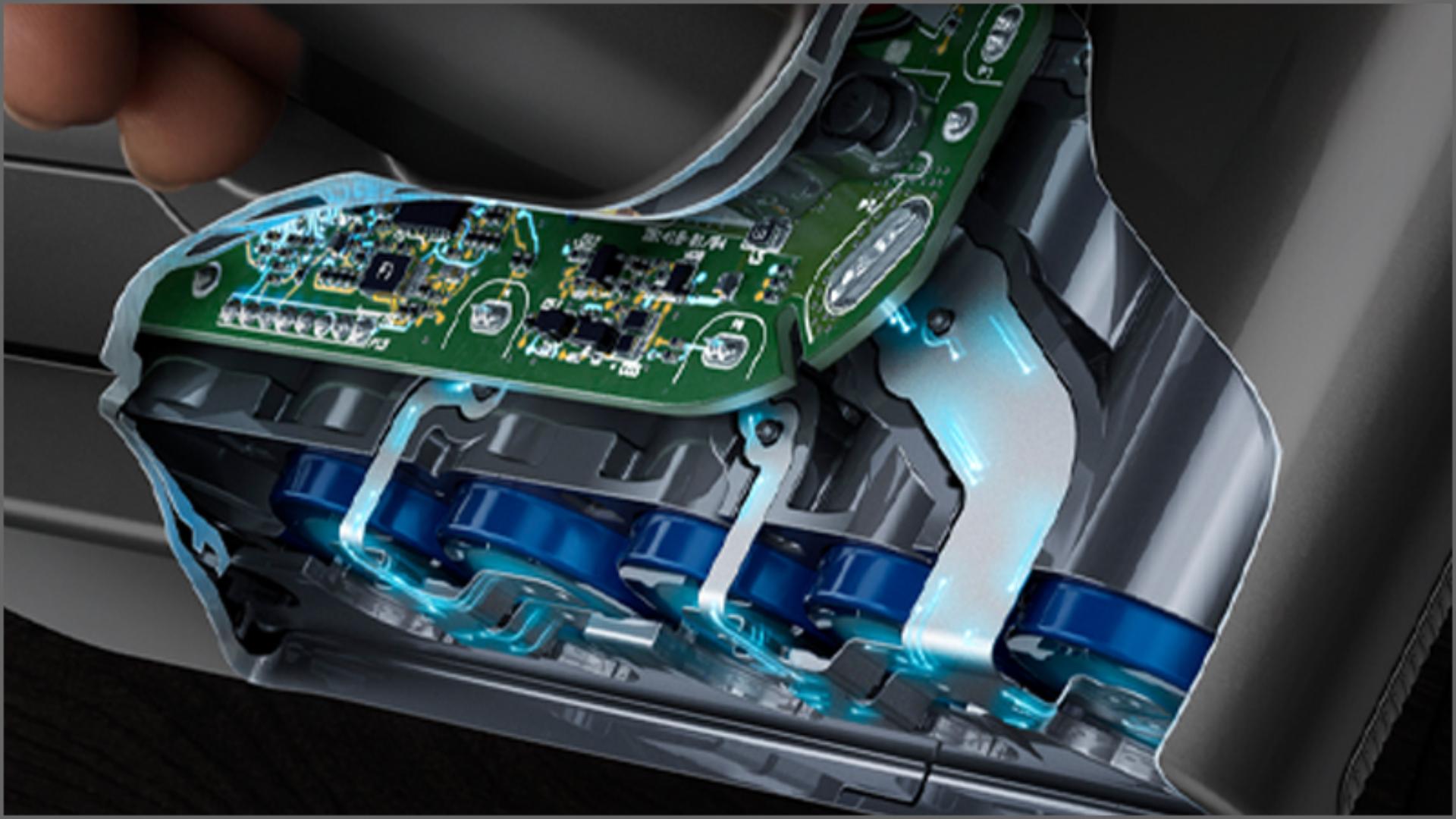 Cutaway of the seven-cell battery