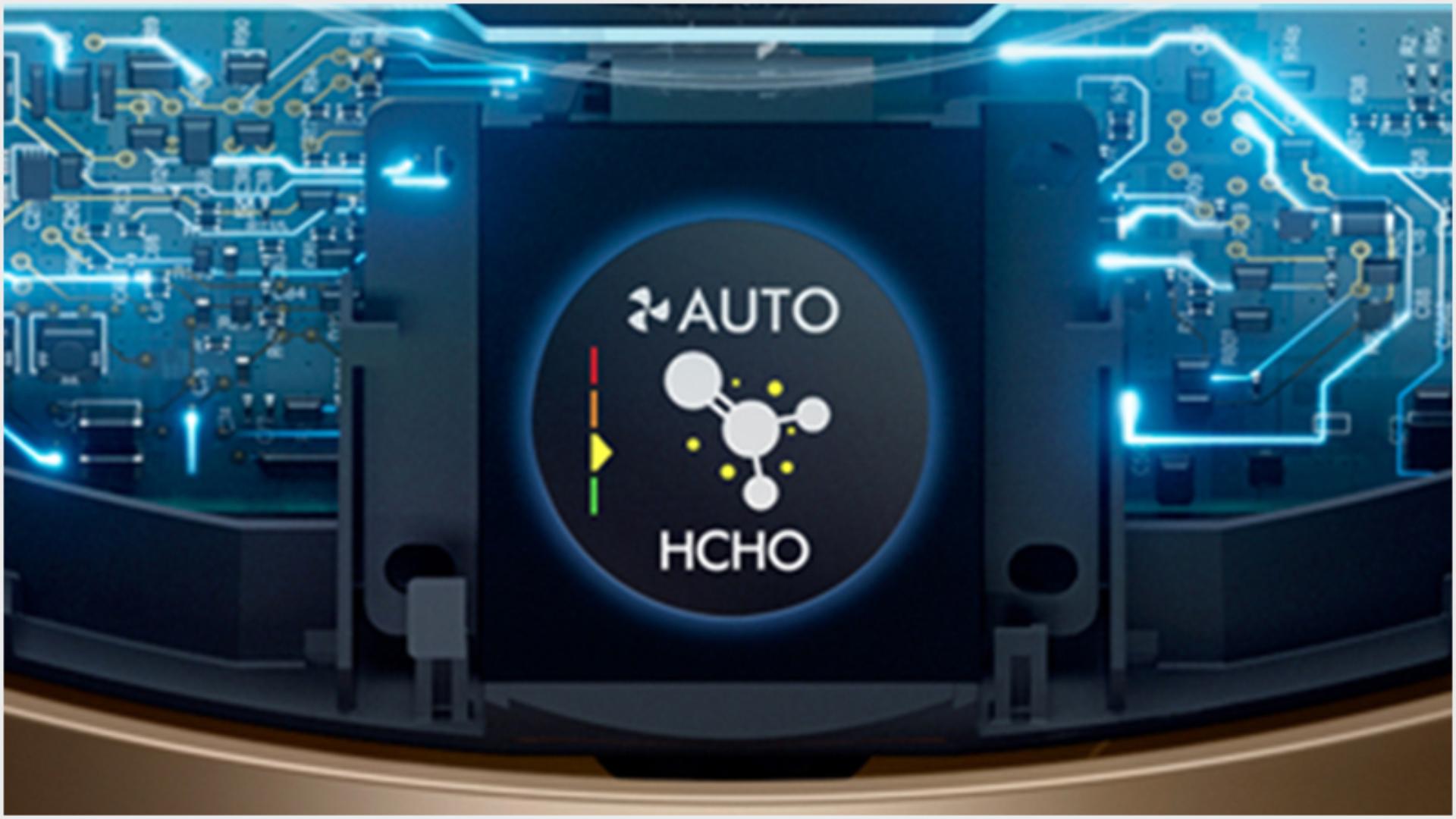 Close up of LCD detecting pollutants and showing air quality