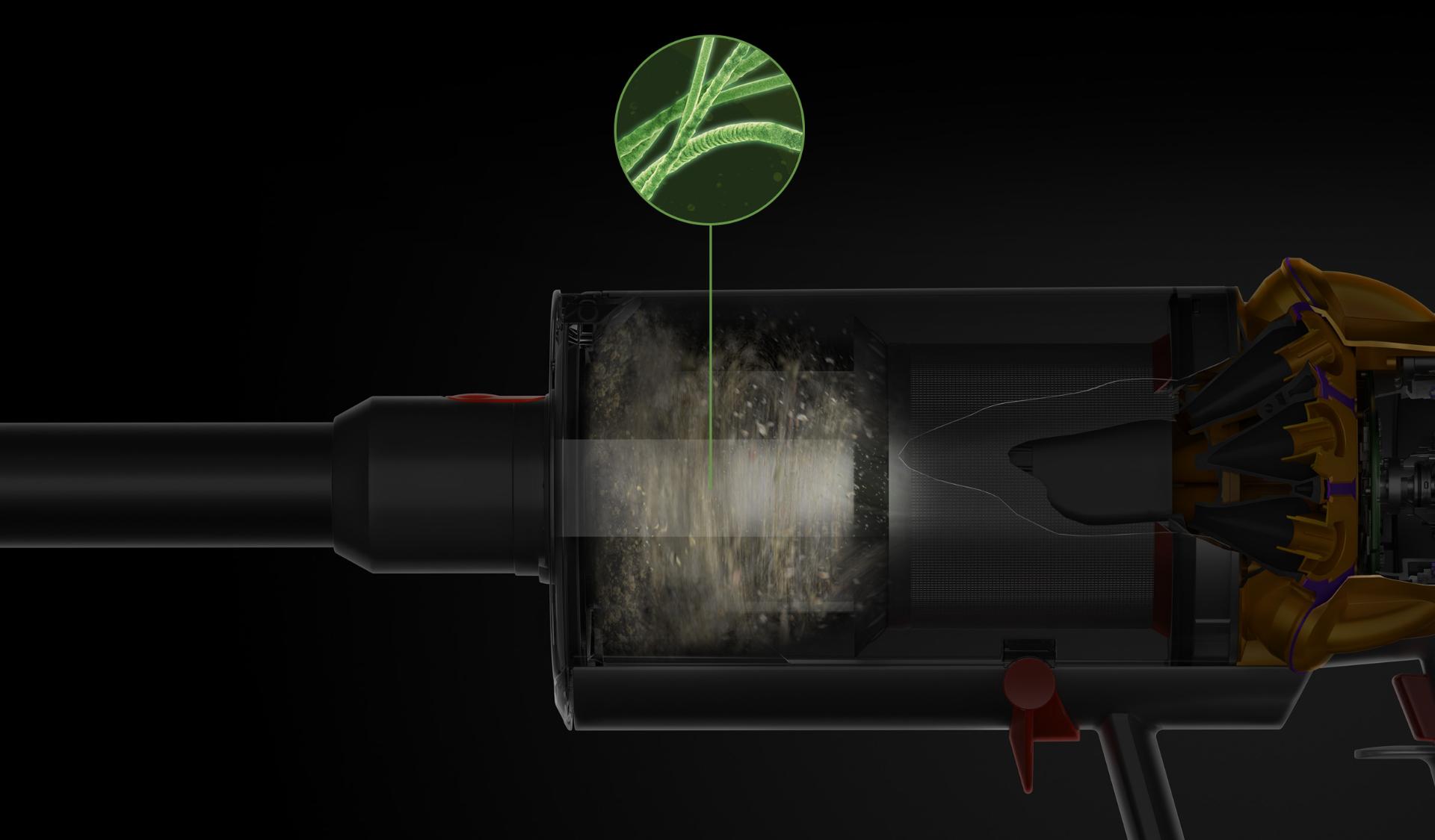 Cutaway of Dyson's five-stage filtration system