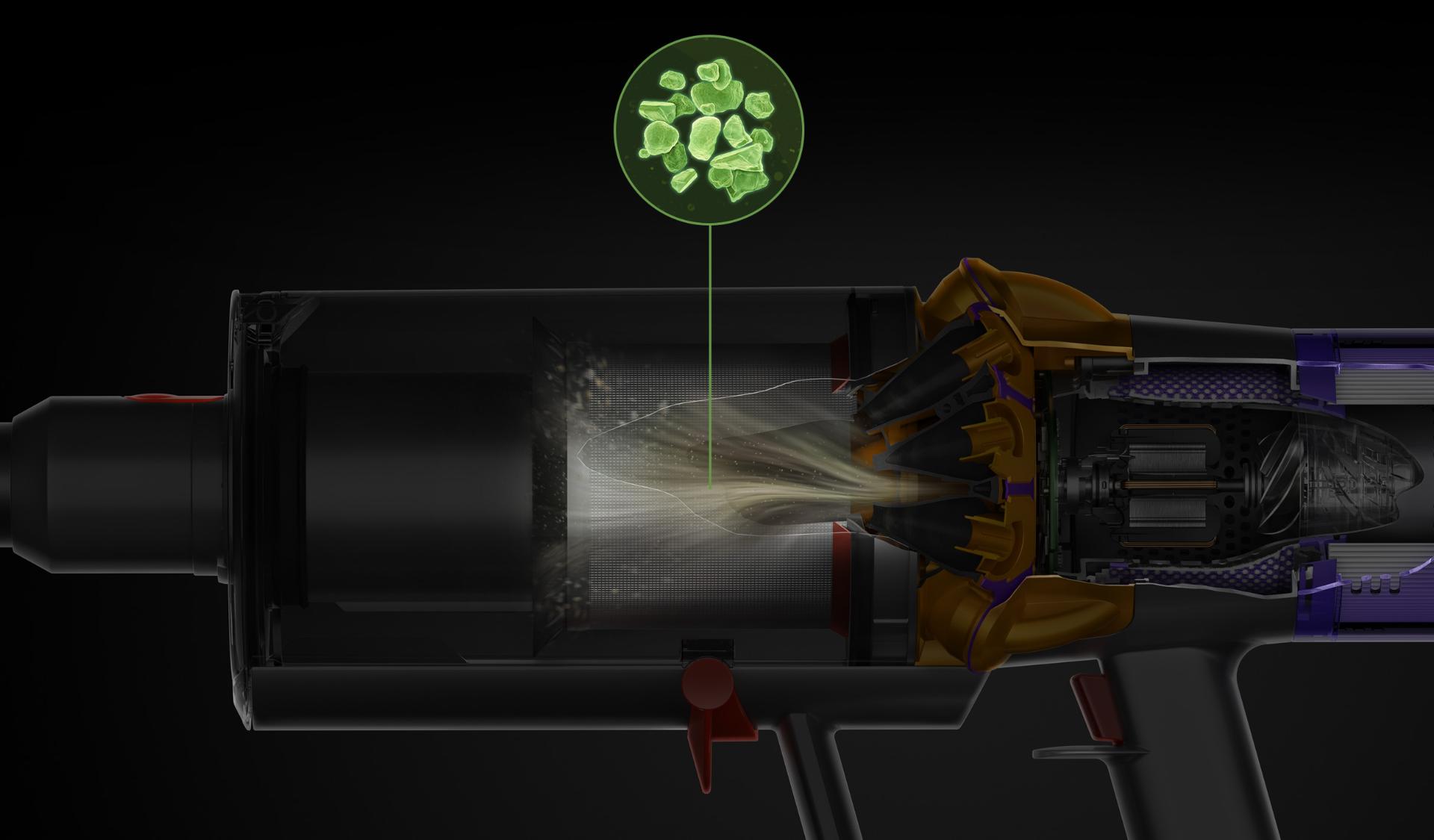 Cutaway of metal mesh filter