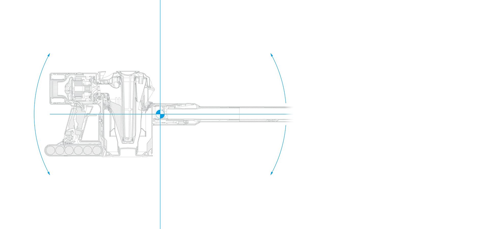 Engineer's drawing of the vacuum's center of gravity