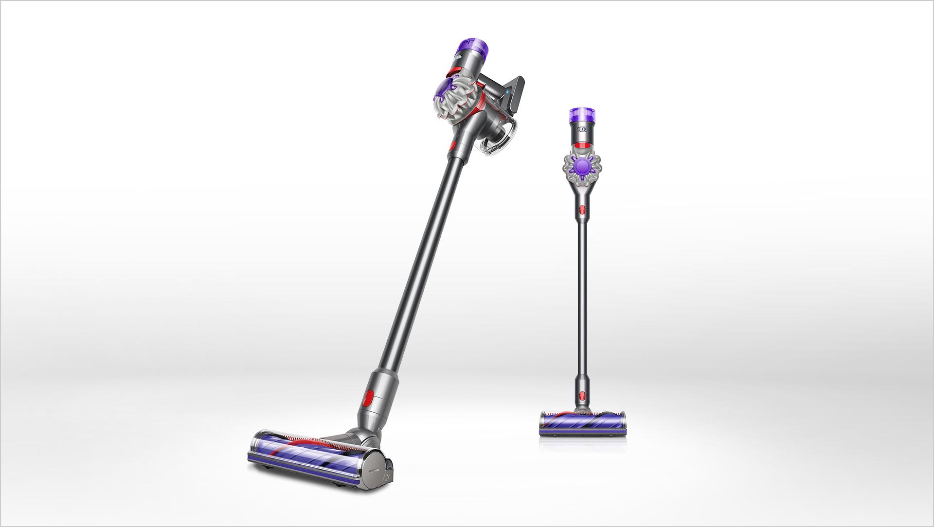 Dyson V8 slim being used on flooring