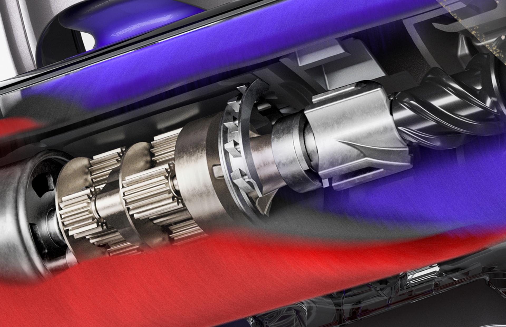 Cutaway diagram of the brush bar's integrated motor. 