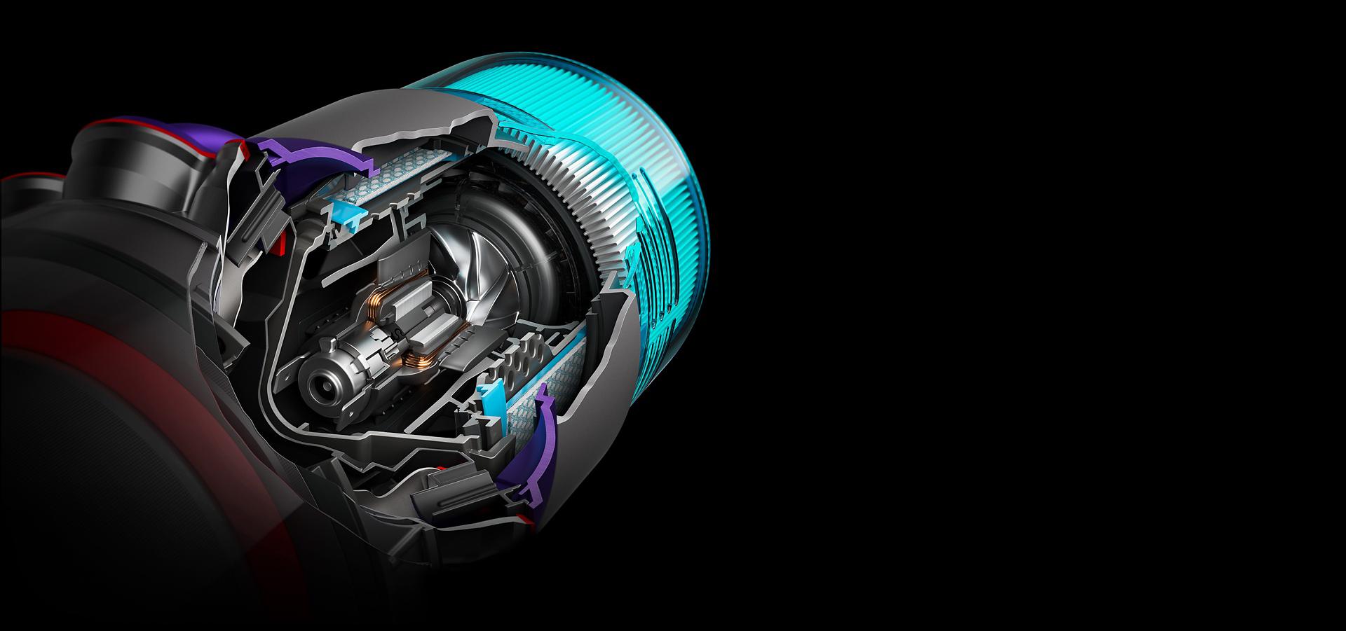 Inner workings of the Dyson Gen5detect vacuum.