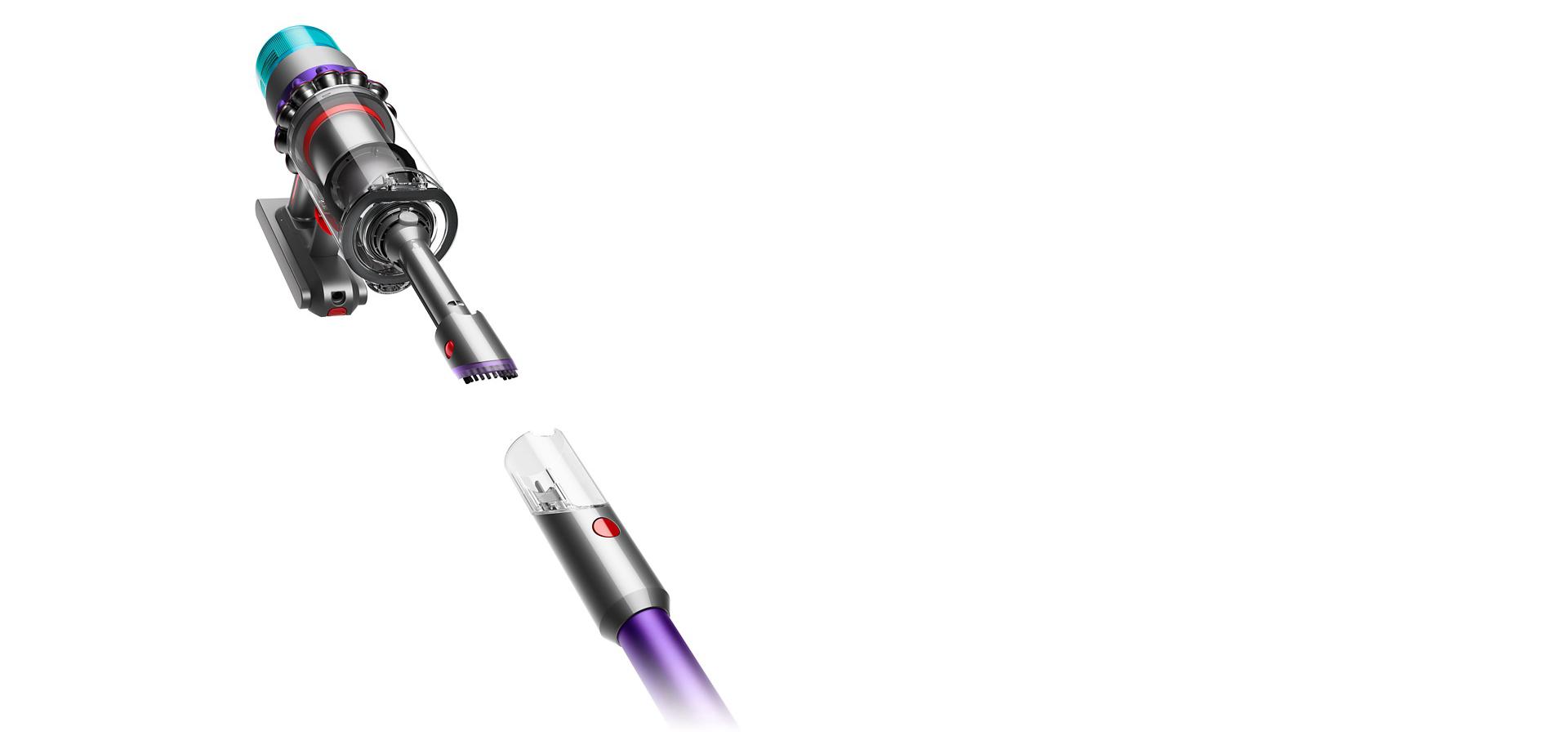 Dyson Gen5detect vacuum with Built-in dusting and crevice tool.