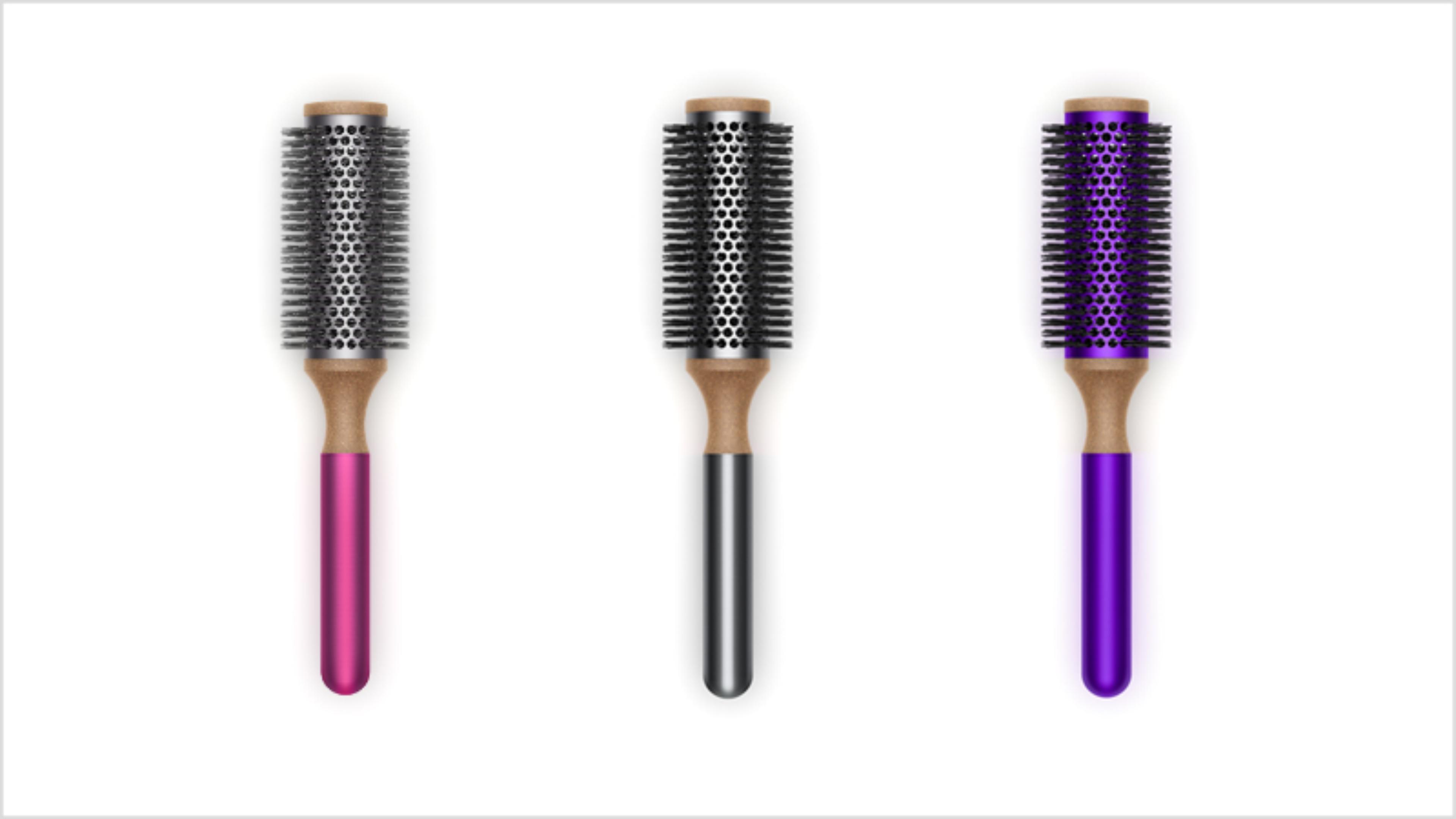 Dyson-vented barrel 35mm brush in Fuchsia, Purple and Nickel