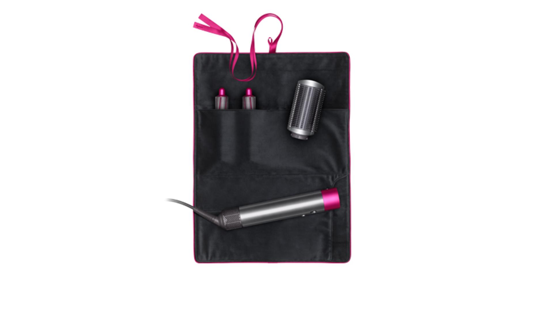 Black and fuchsia Airwrap travel pouch