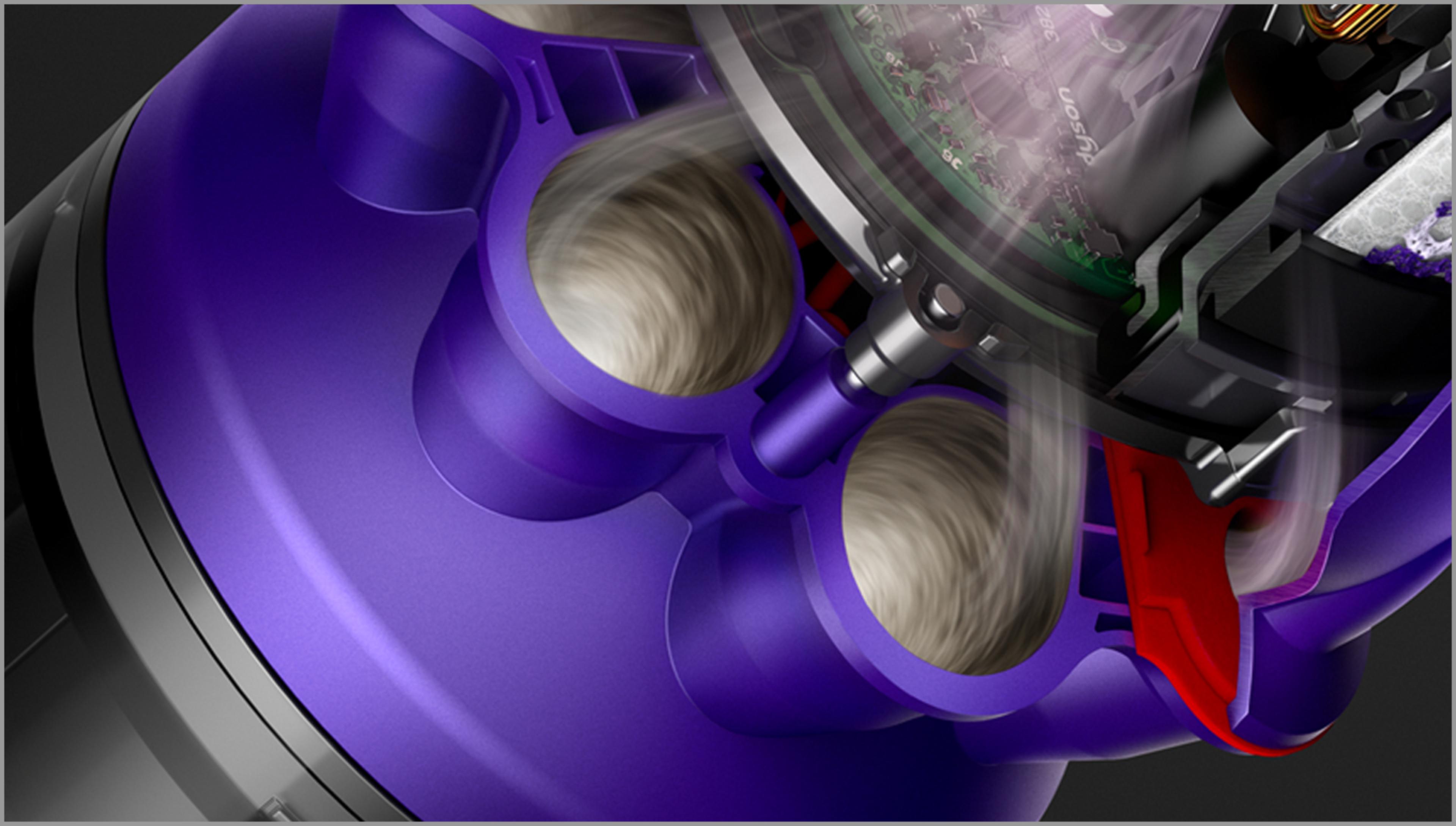 Cutaway image of radial cyclones