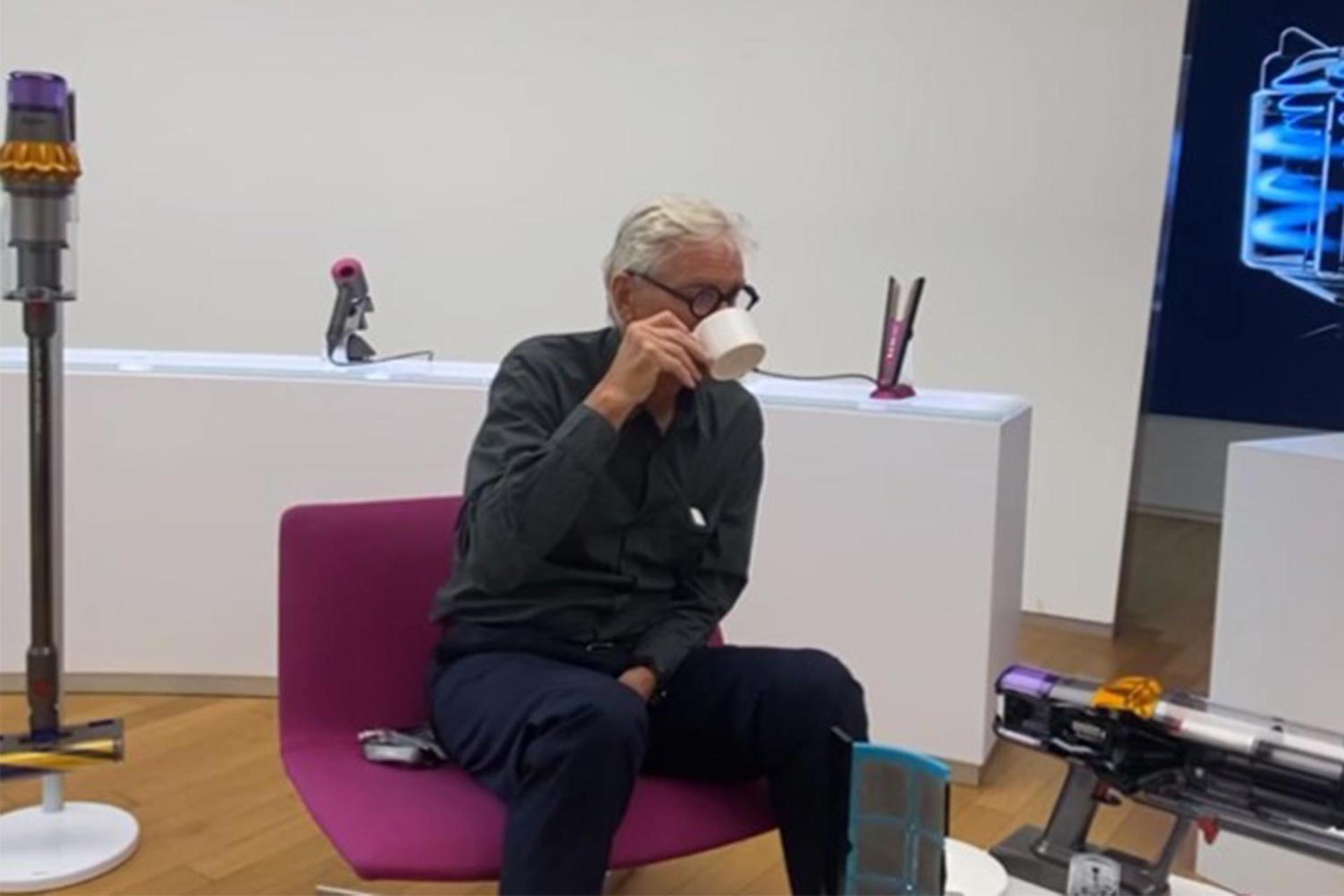 James Dyson drinking tea