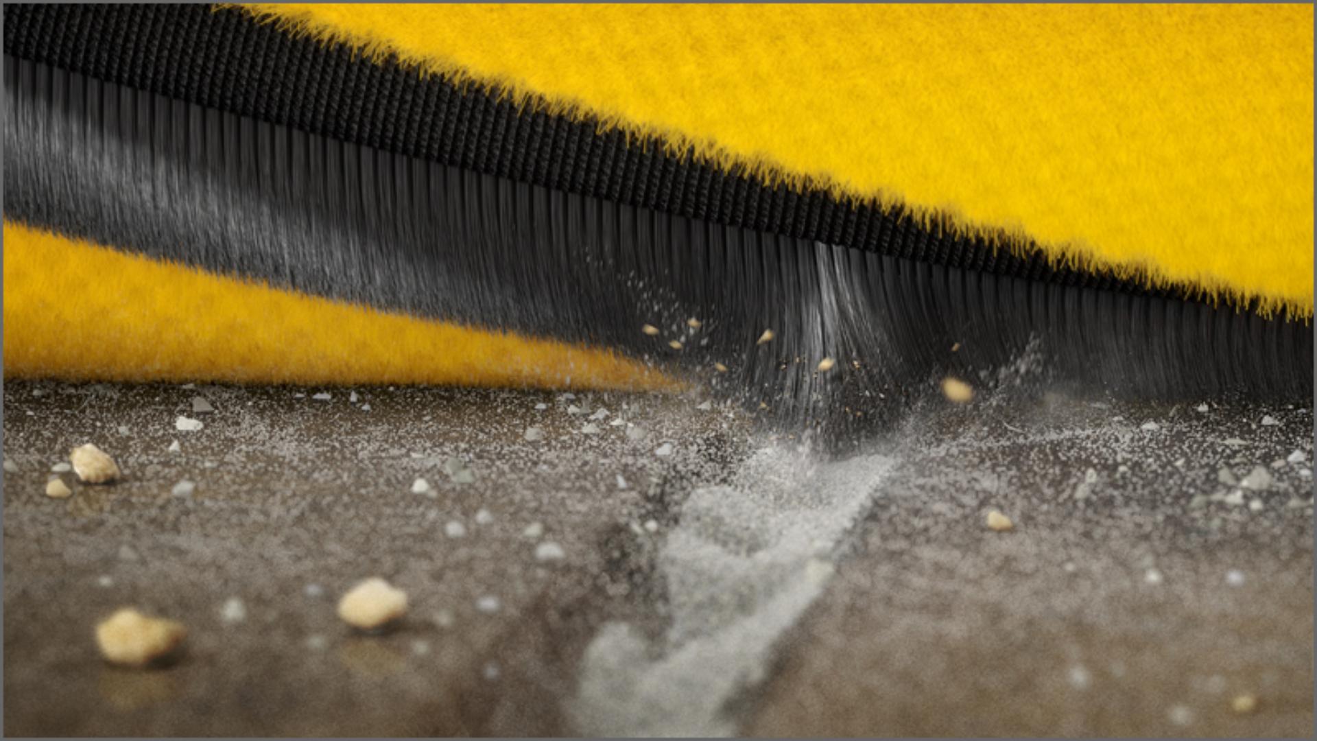 Close-up of carbon fibre brush bar filaments