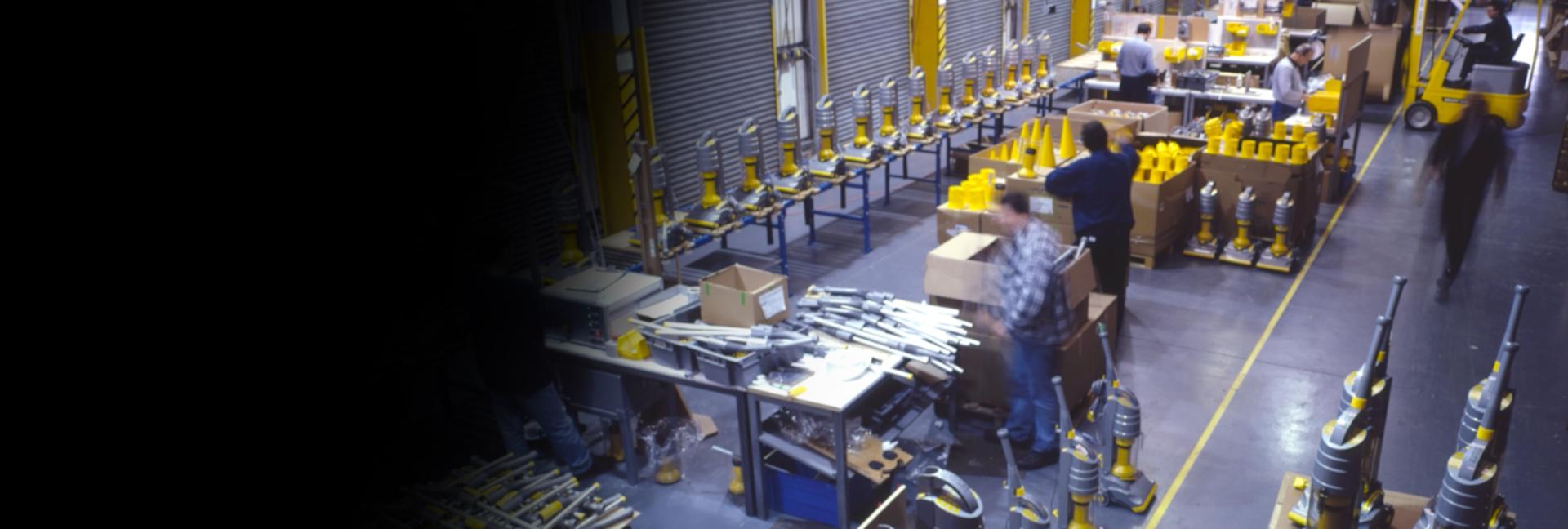 View of the DCO1 production line showing Dyson machines