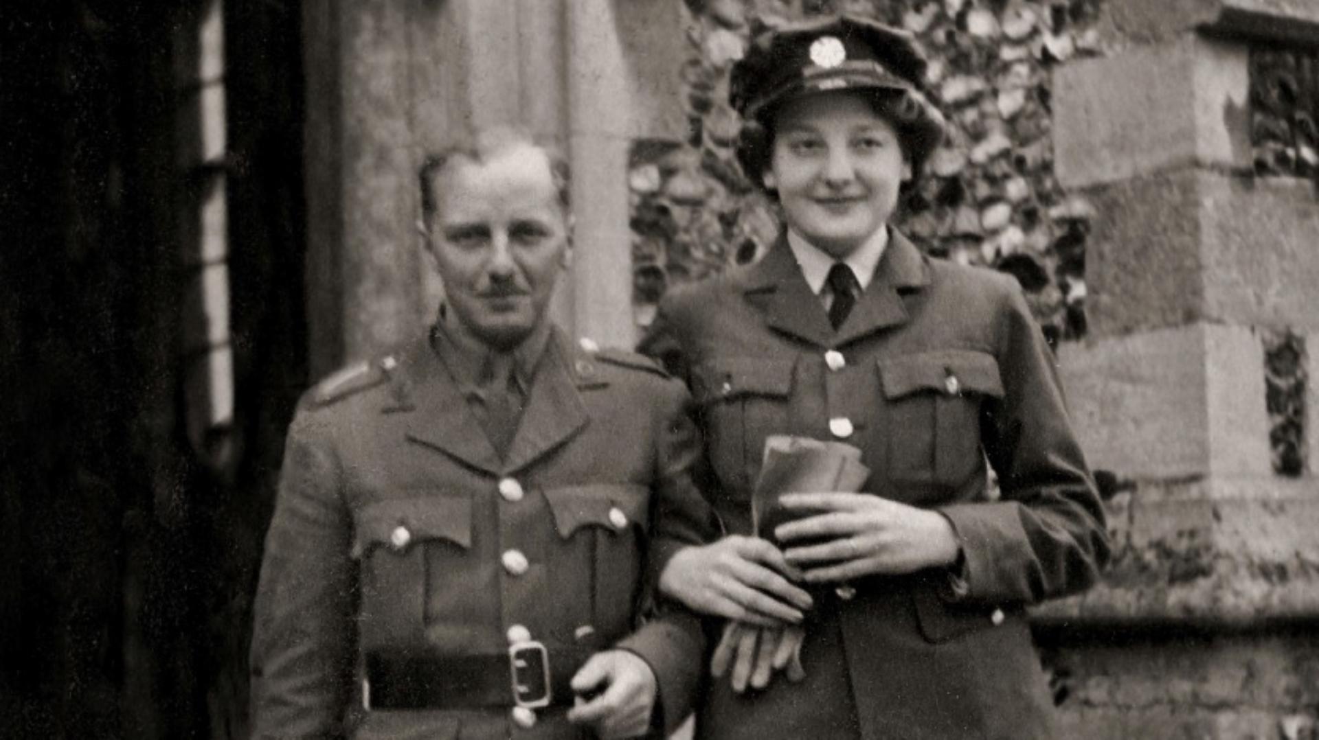 The parents of James Dyson, standing arm in arm on their wedding day