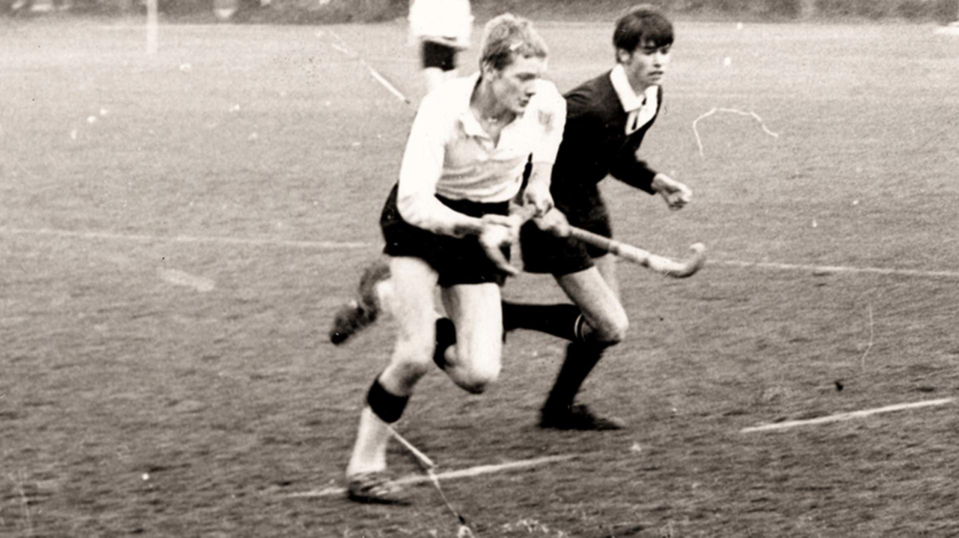 A teenage James Dyson playing hockey