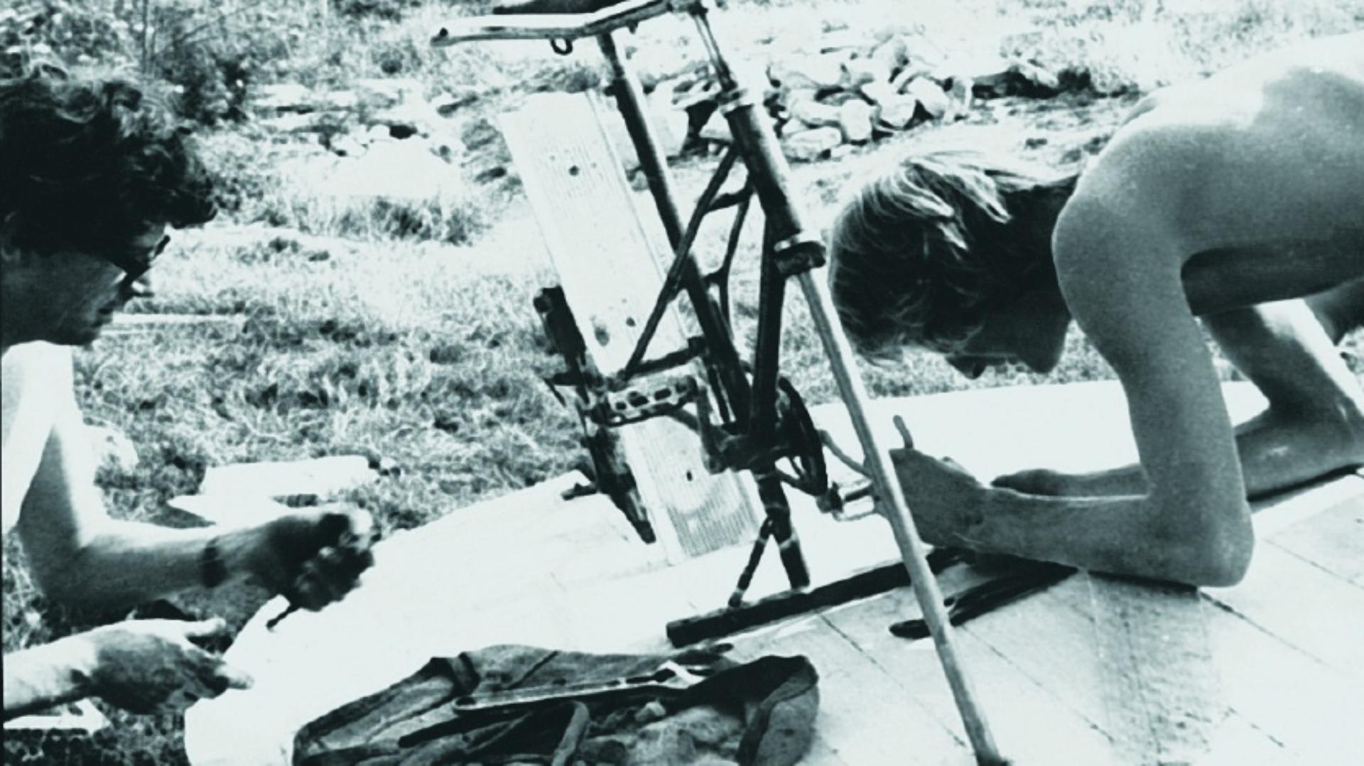 James Dyson with Jeremy Fry building a pedalo from balsa wood