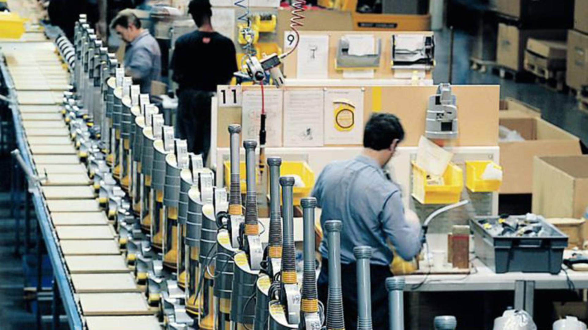 DCO1 production line showing Dyson machines and the packaging