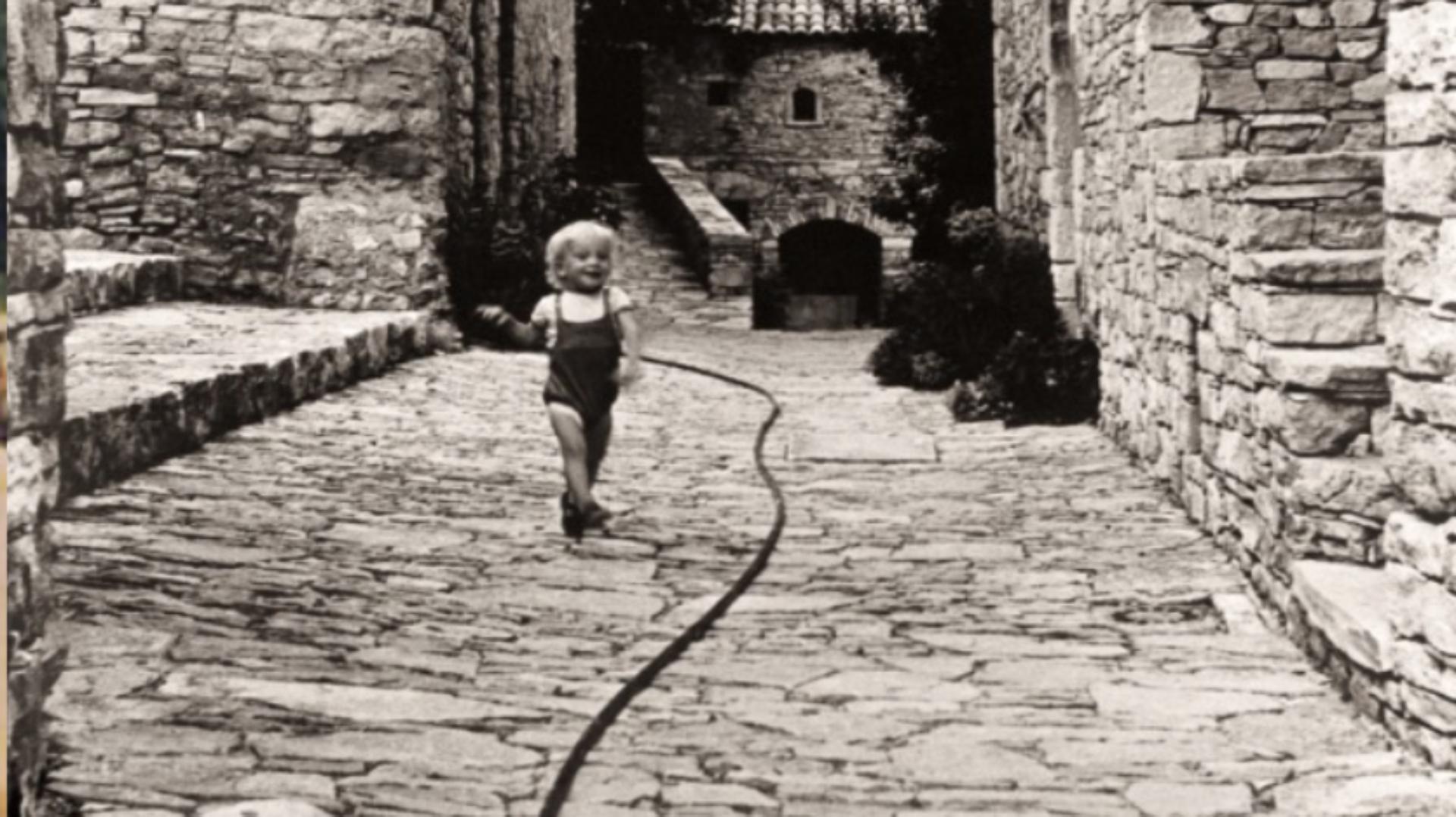 Jake Dyson, a small child, in Basses-Alpes, on a family holiday with Jeremy Fry