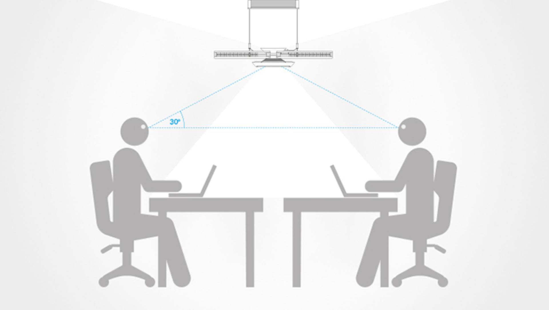 Ilustration of flicker control above two cartoon people sat at a table.