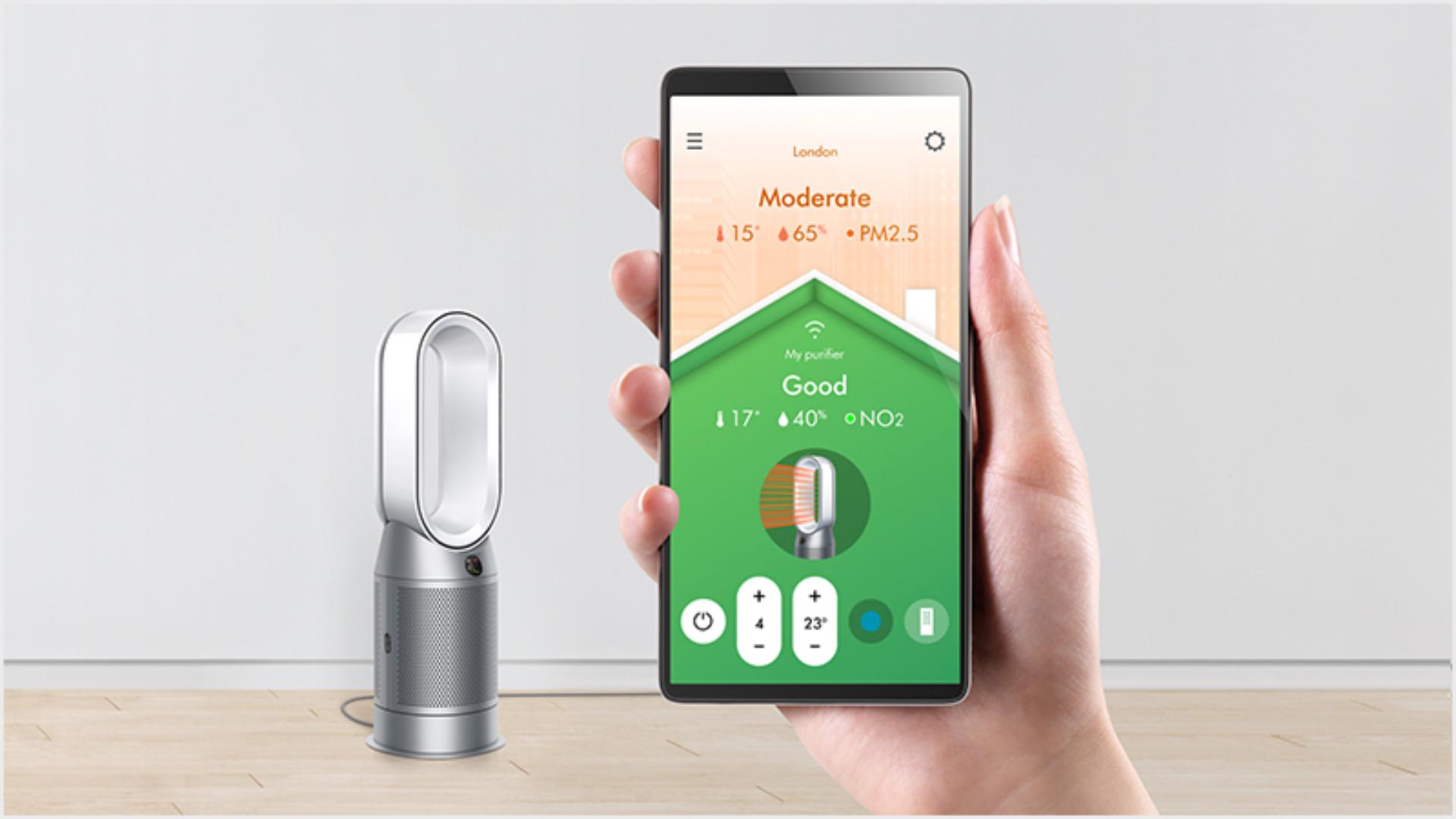 Close up of the Dyson Link app on a smart phone