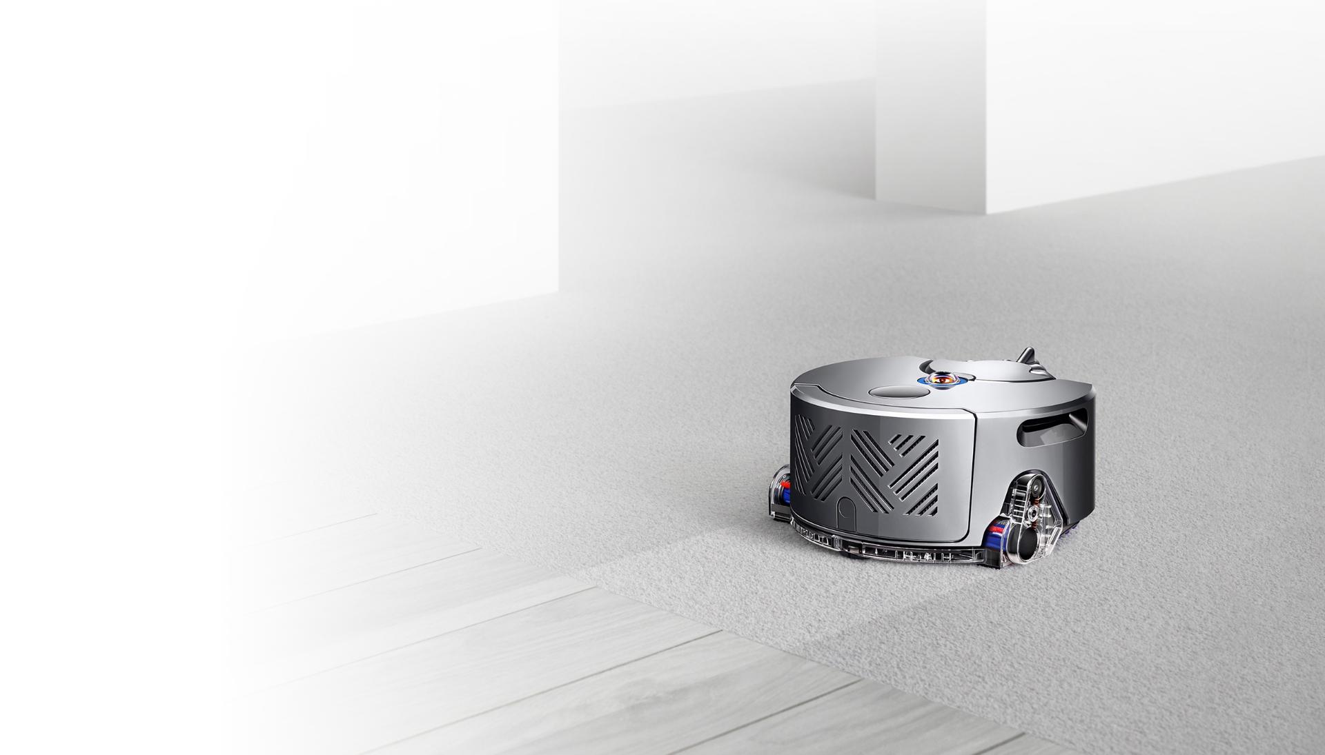 Dyson robot vacuum on carpetec floor	