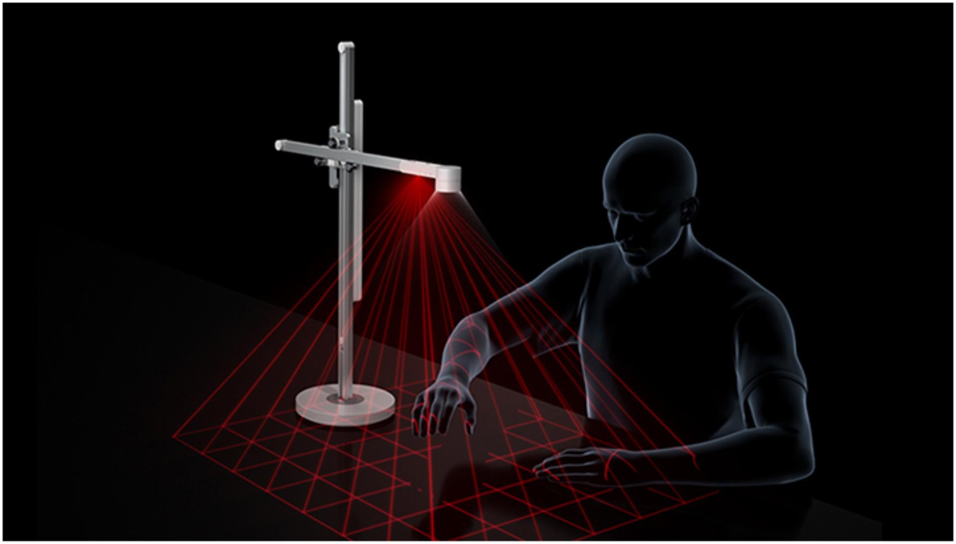 3D graphic showing Dyson Lightcycle desk motion sensor