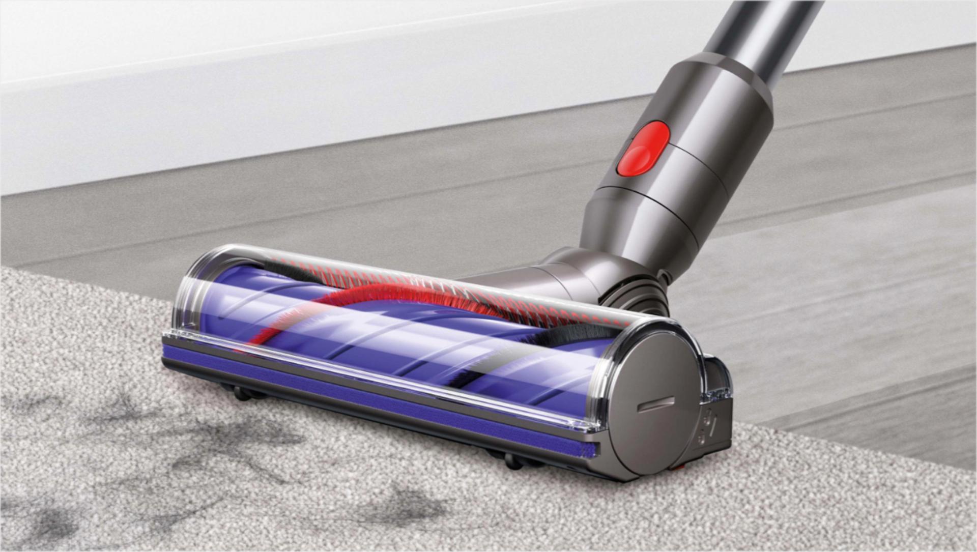 Dyson V7 motorhead head cleaning across carpet and hard floor