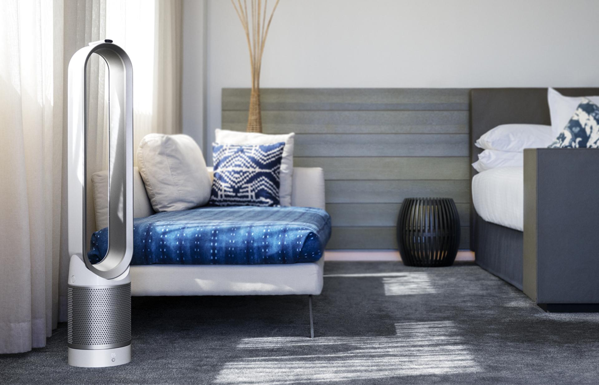 Dyson purifier in a bedroom