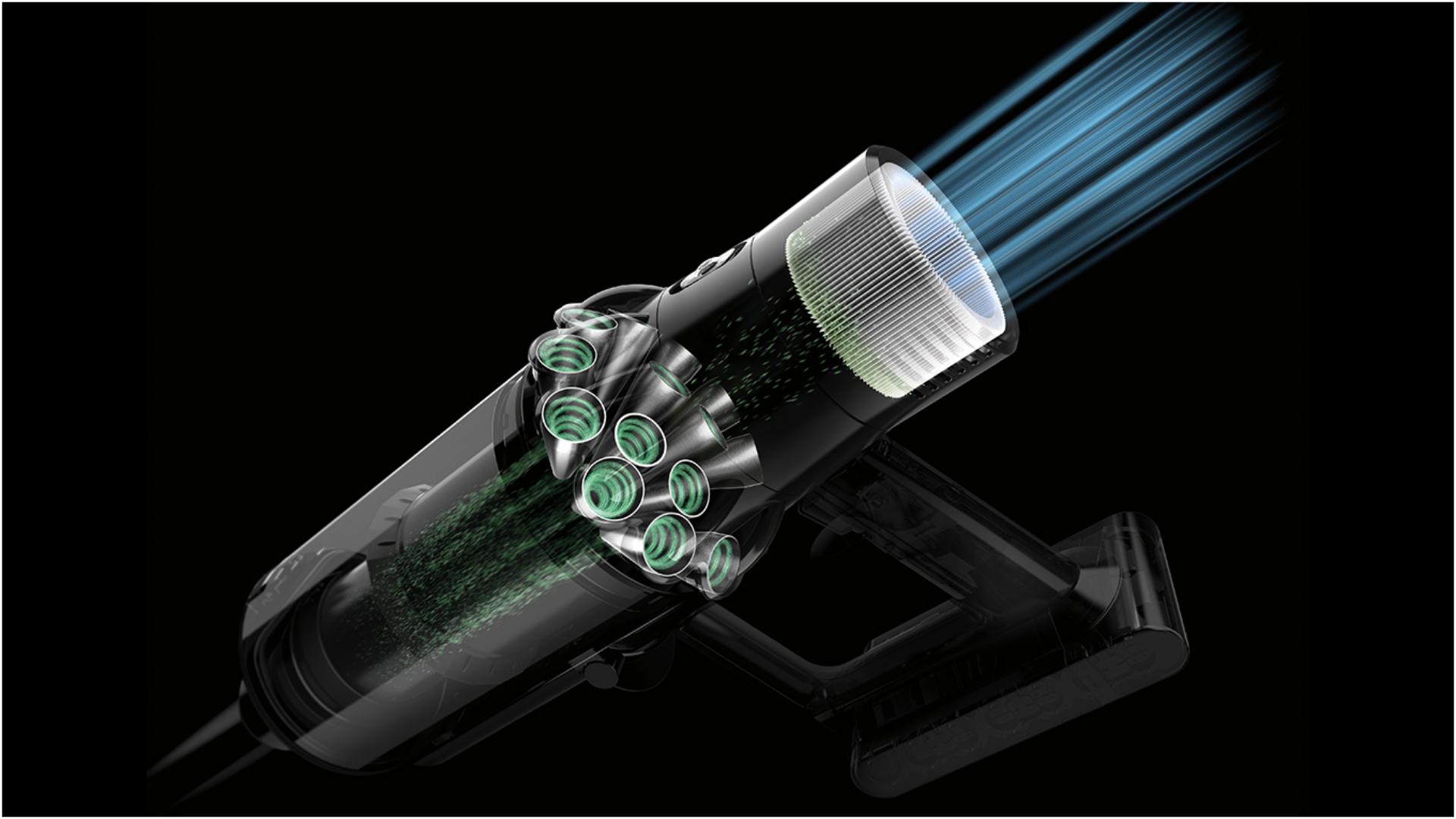 X-ray shot of Dyson Cyclone V10 vacumm cleaner cyclone technology