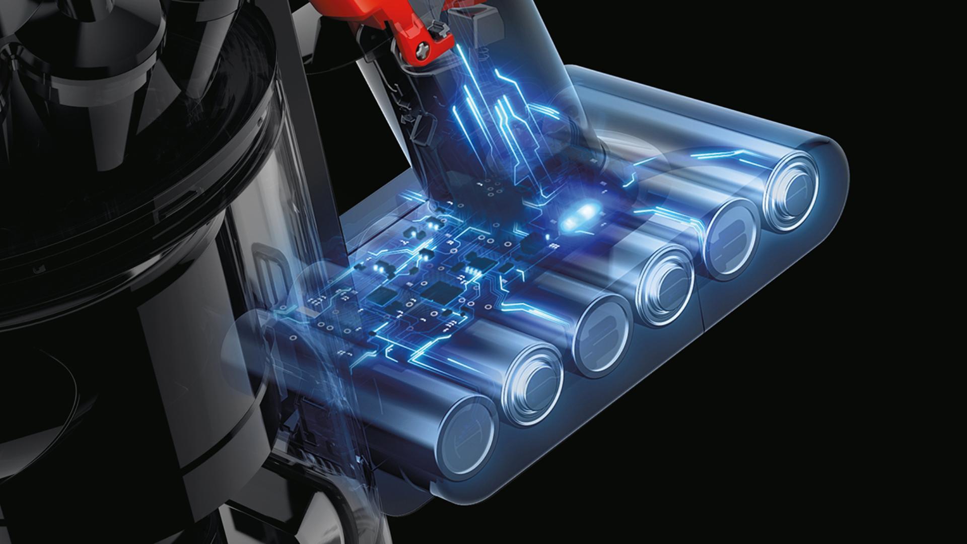 Graphic of inner workings of Dyson V8 battery