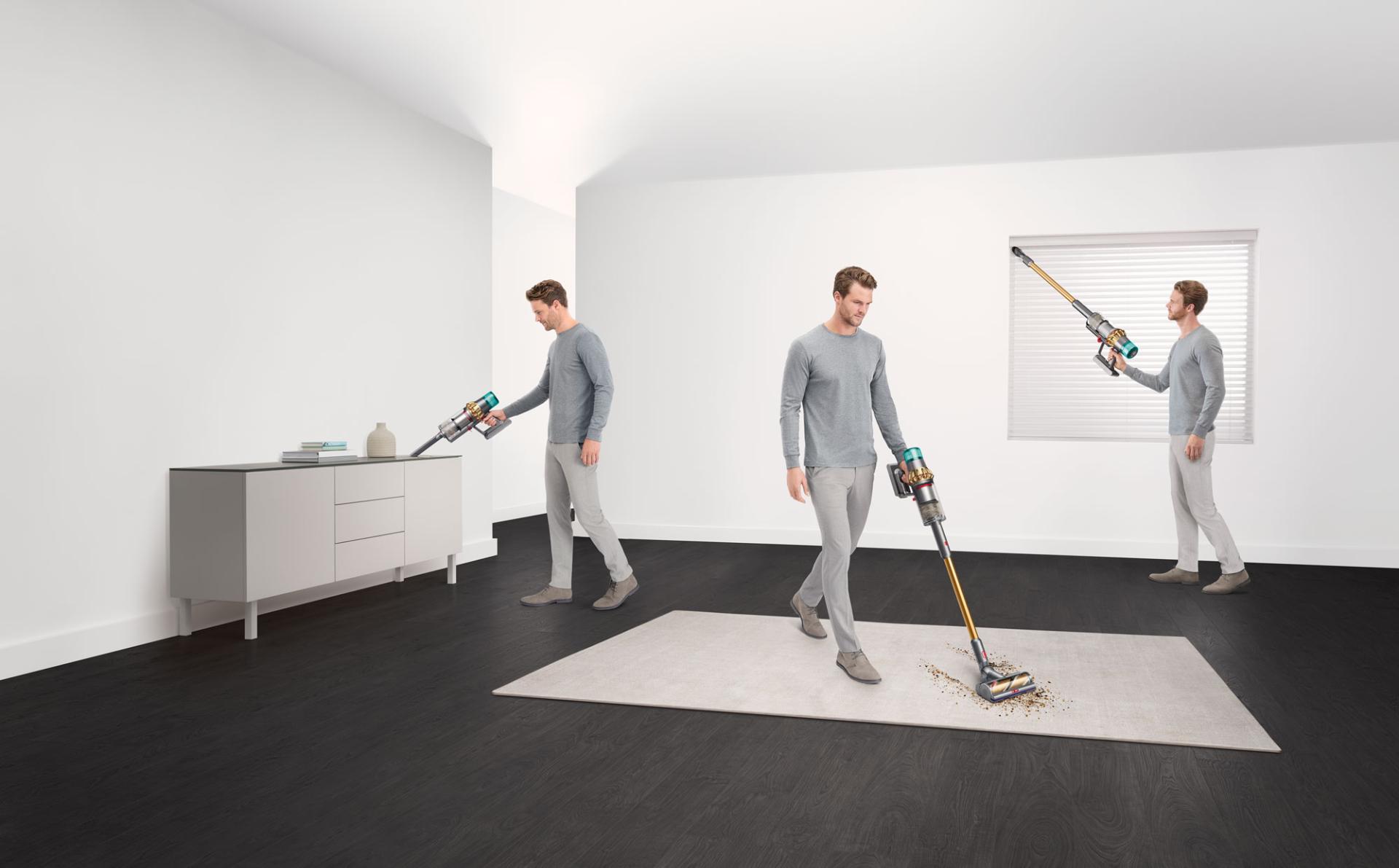 Man cleaning in various places around the home