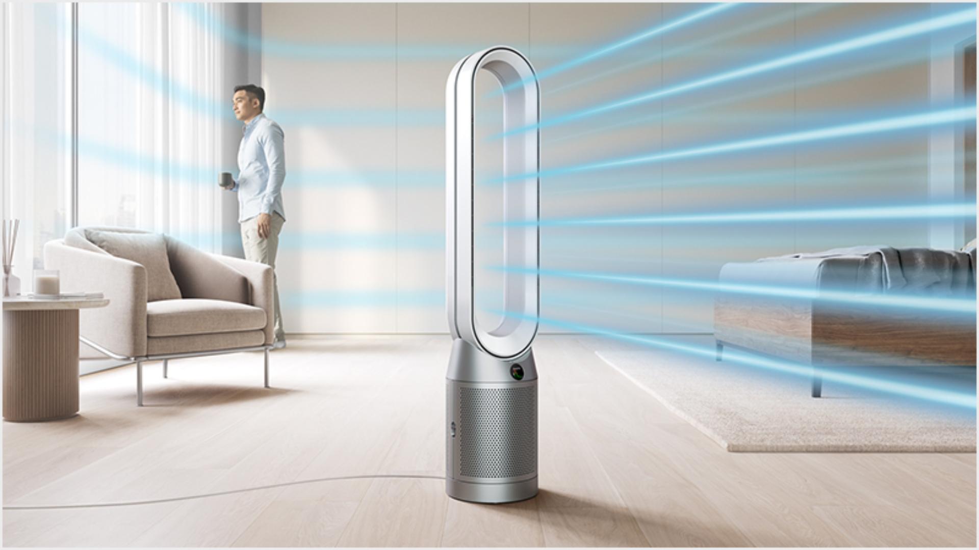 Dyson purifier projecting cooling purified airflow