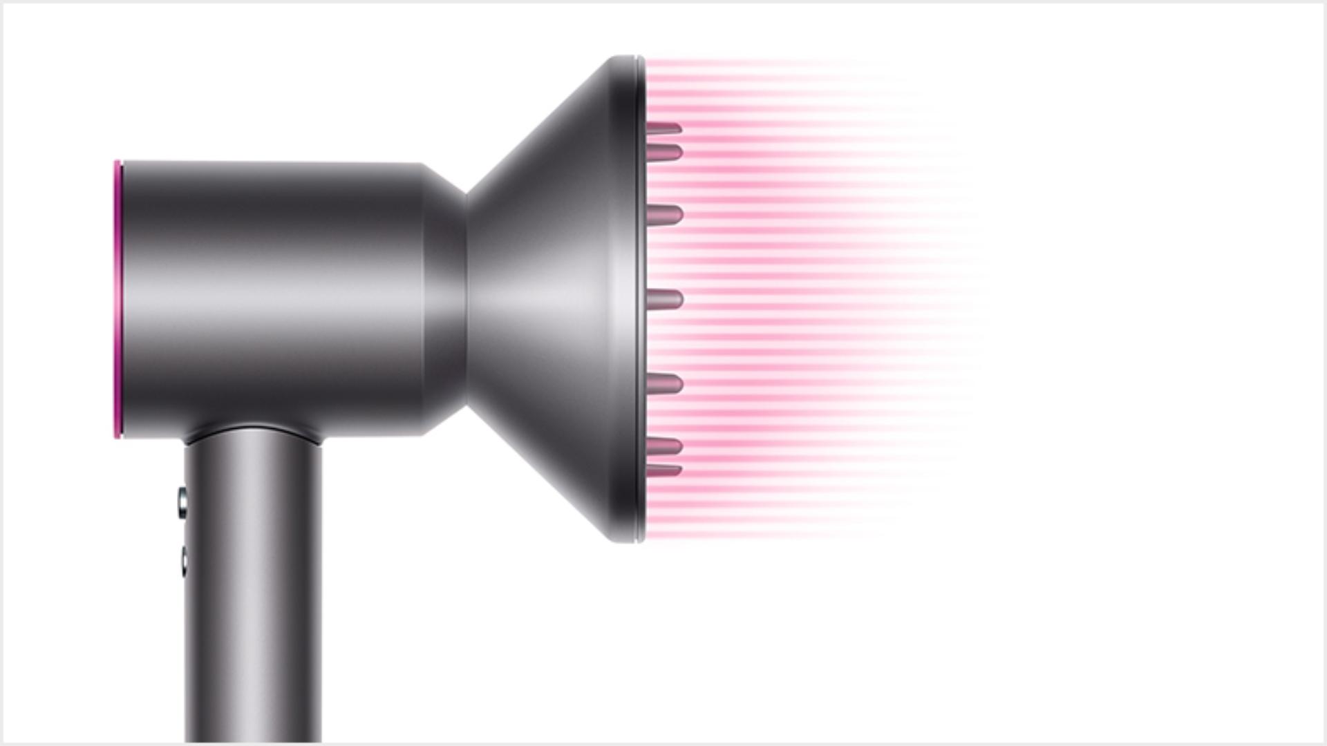 Dyson Supersonic™ hair dryer Iron/Fuchsia with re-engineered Diffuser attached